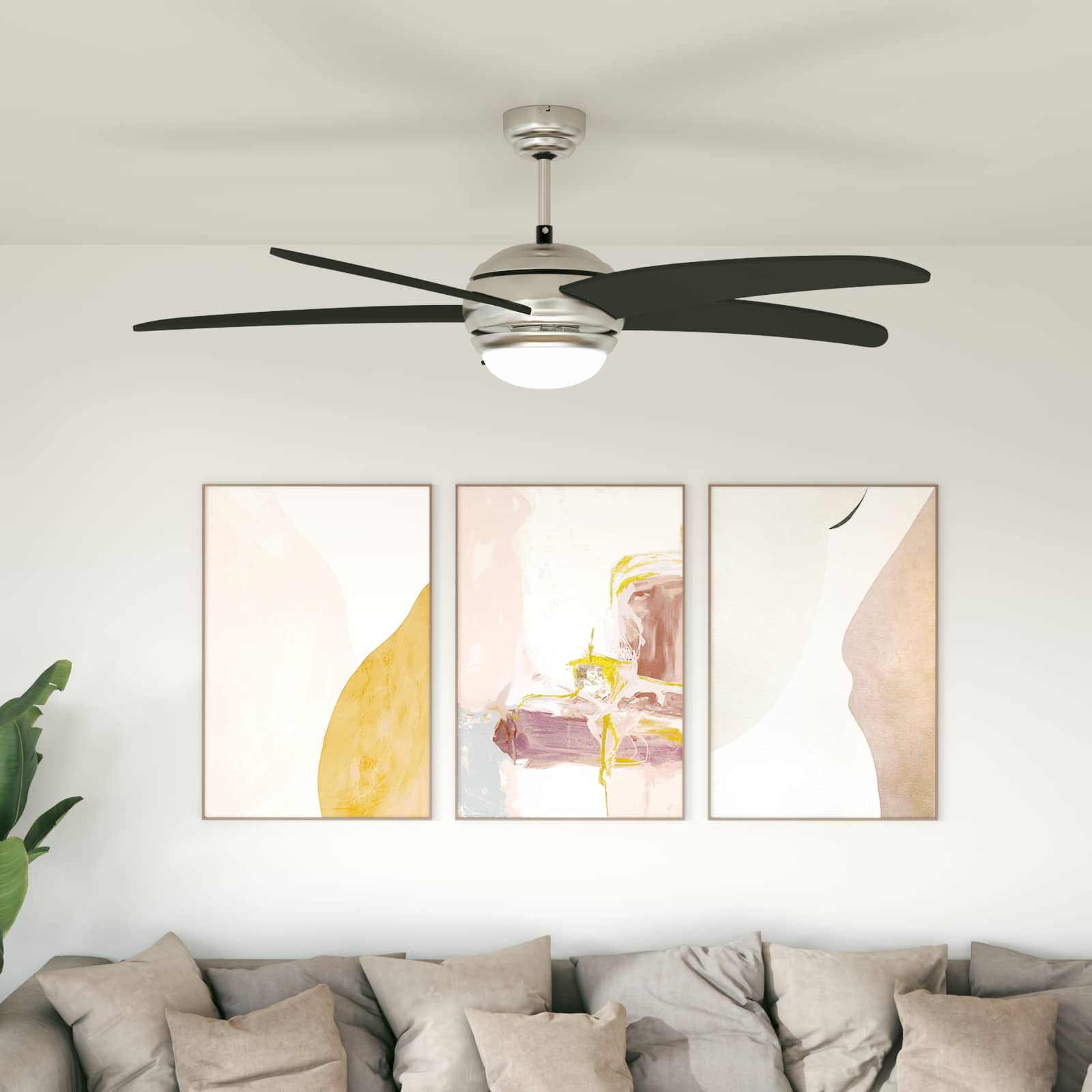 Ventilatore da soffitto con luce e telecomando Ø 130 cm Nero | homemem39