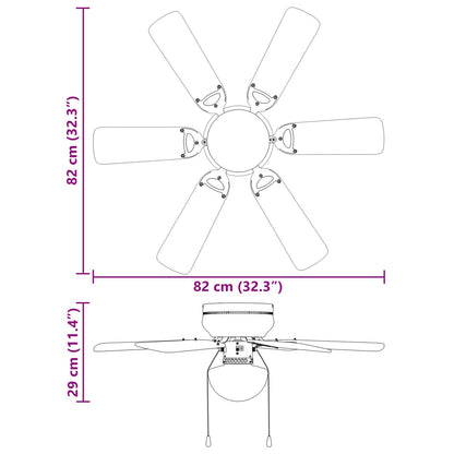 Ventilatore da soffitto con luce Ø 82 cm Nero | homemem39