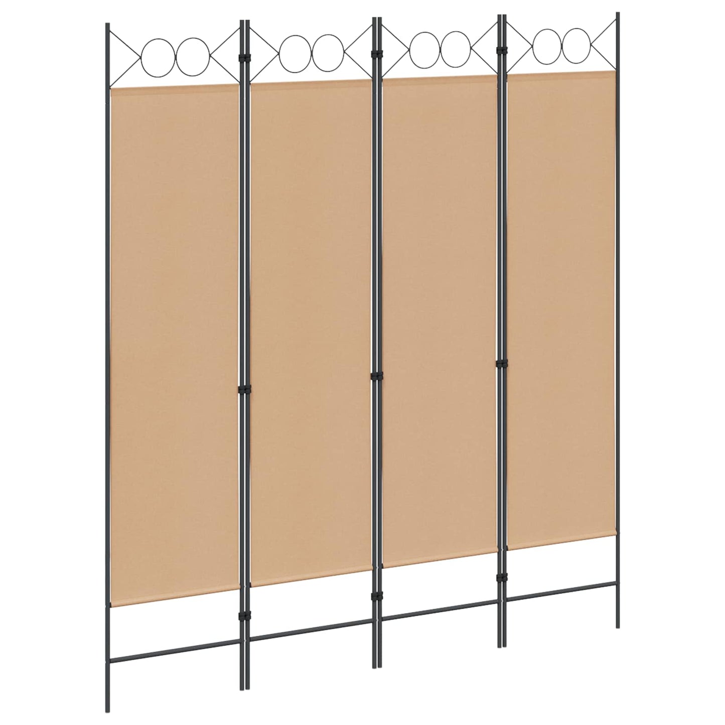 Paravento a 4 Pannelli Beige 160 x 180 cm Tessuto