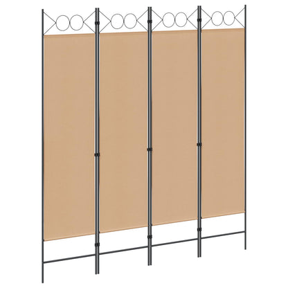 Paravento a 4 Pannelli Beige 160 x 180 cm Tessuto
