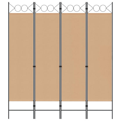 Paravento a 4 Pannelli Beige 160 x 180 cm Tessuto