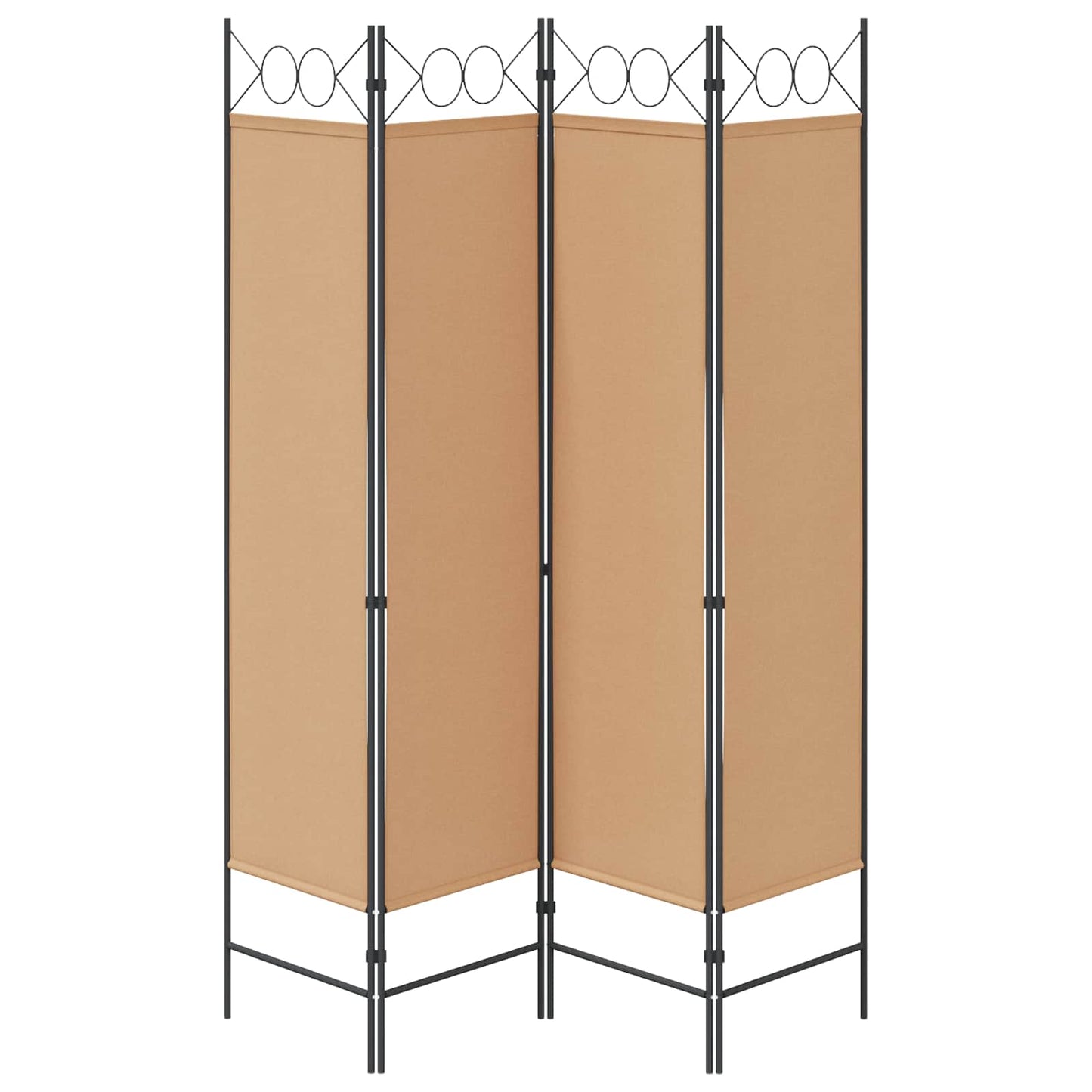 Paravento a 4 Pannelli Beige 160 x 180 cm Tessuto