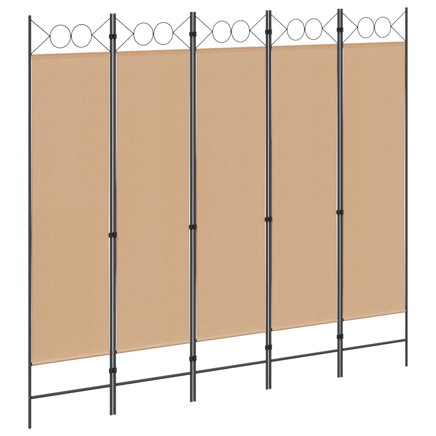 Paravento a 5 Pannelli Beige 200 x 180 cm Tessuto