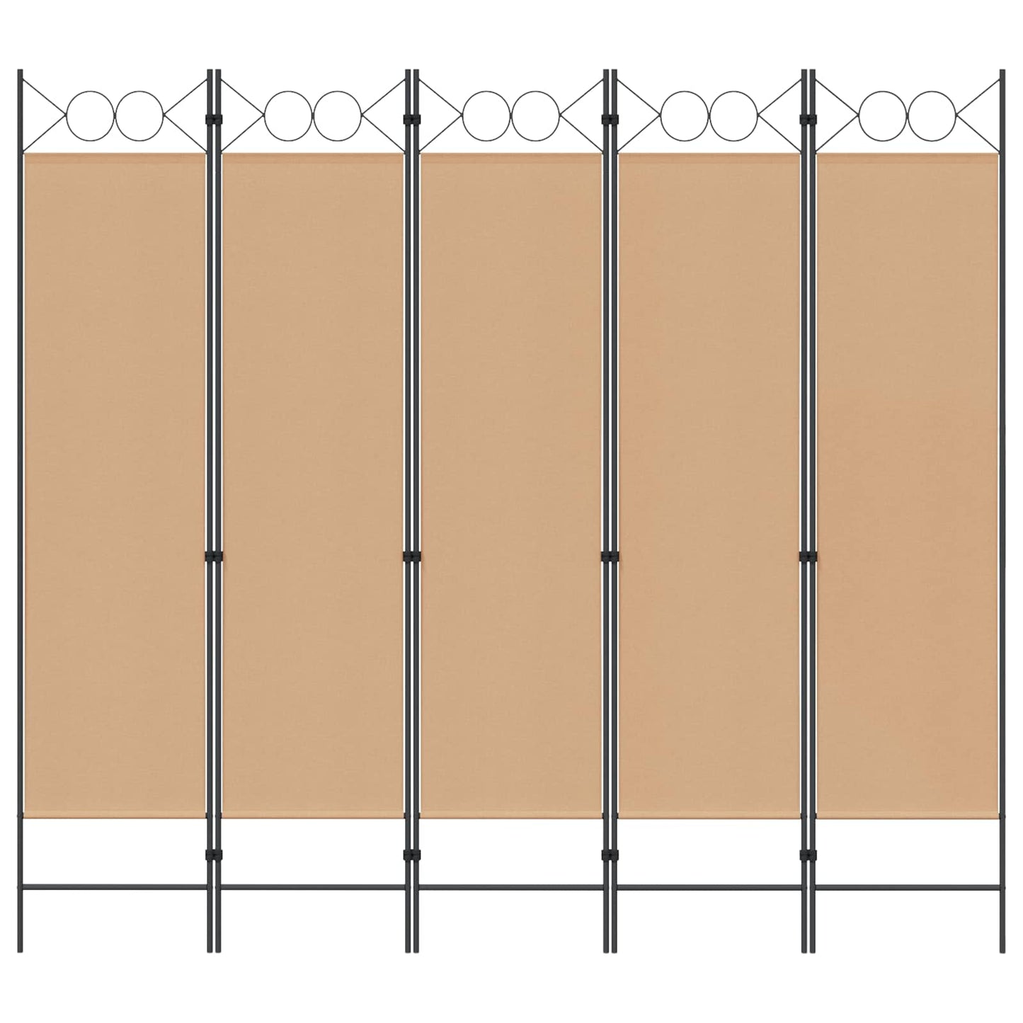Paravento a 5 Pannelli Beige 200 x 180 cm Tessuto
