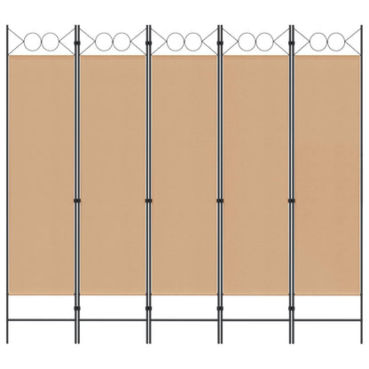 Paravento a 5 Pannelli Beige 200 x 180 cm Tessuto
