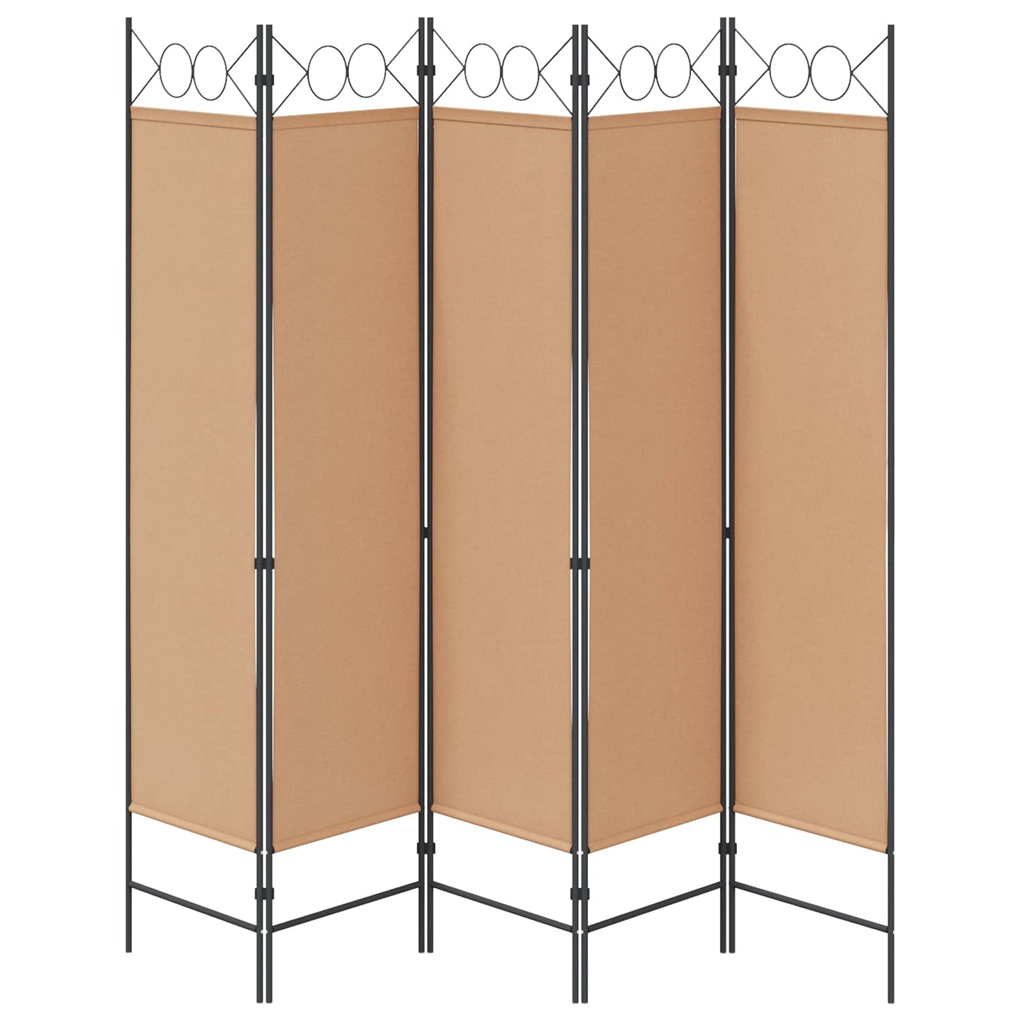 Paravento a 5 Pannelli Beige 200 x 180 cm Tessuto