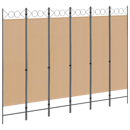Divisore per Stanza a 6 Pannelli Beige 240 x 180 cm Tessuto