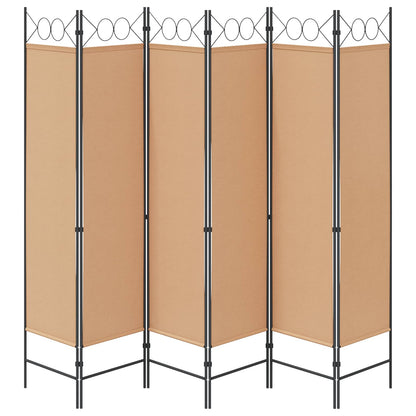 Divisore per Stanza a 6 Pannelli Beige 240 x 180 cm Tessuto