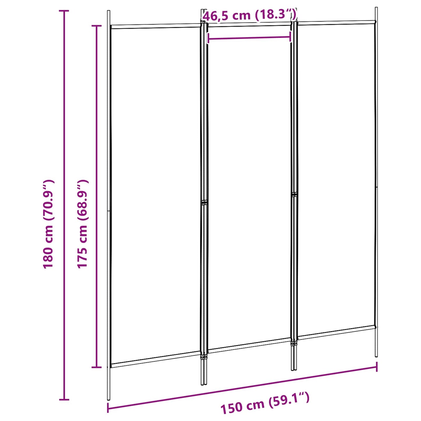 Divider per stanze Beige 150 x 180 cm Tessuto