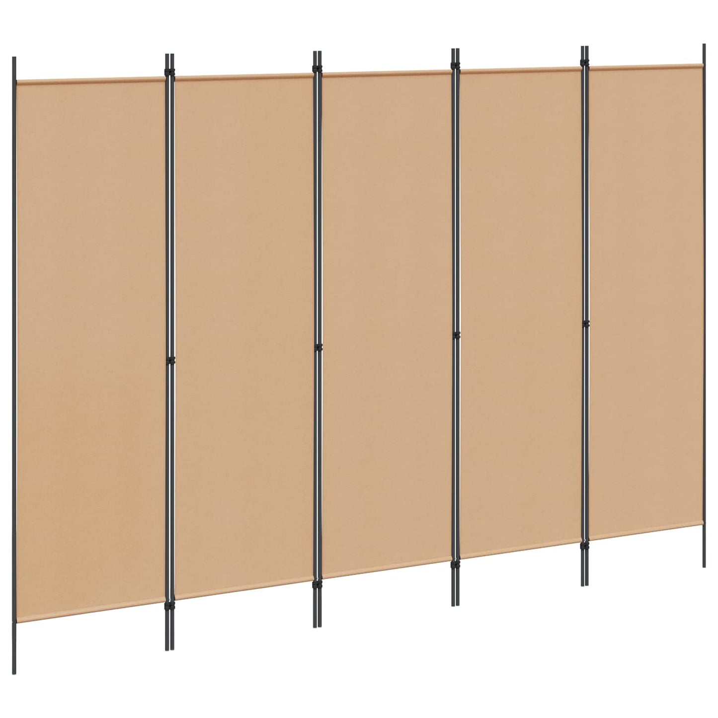 Paravento a 5 Pannelli Beige 250 x 180 cm Tessuto