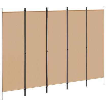 Paravento a 5 Pannelli Beige 250 x 180 cm Tessuto