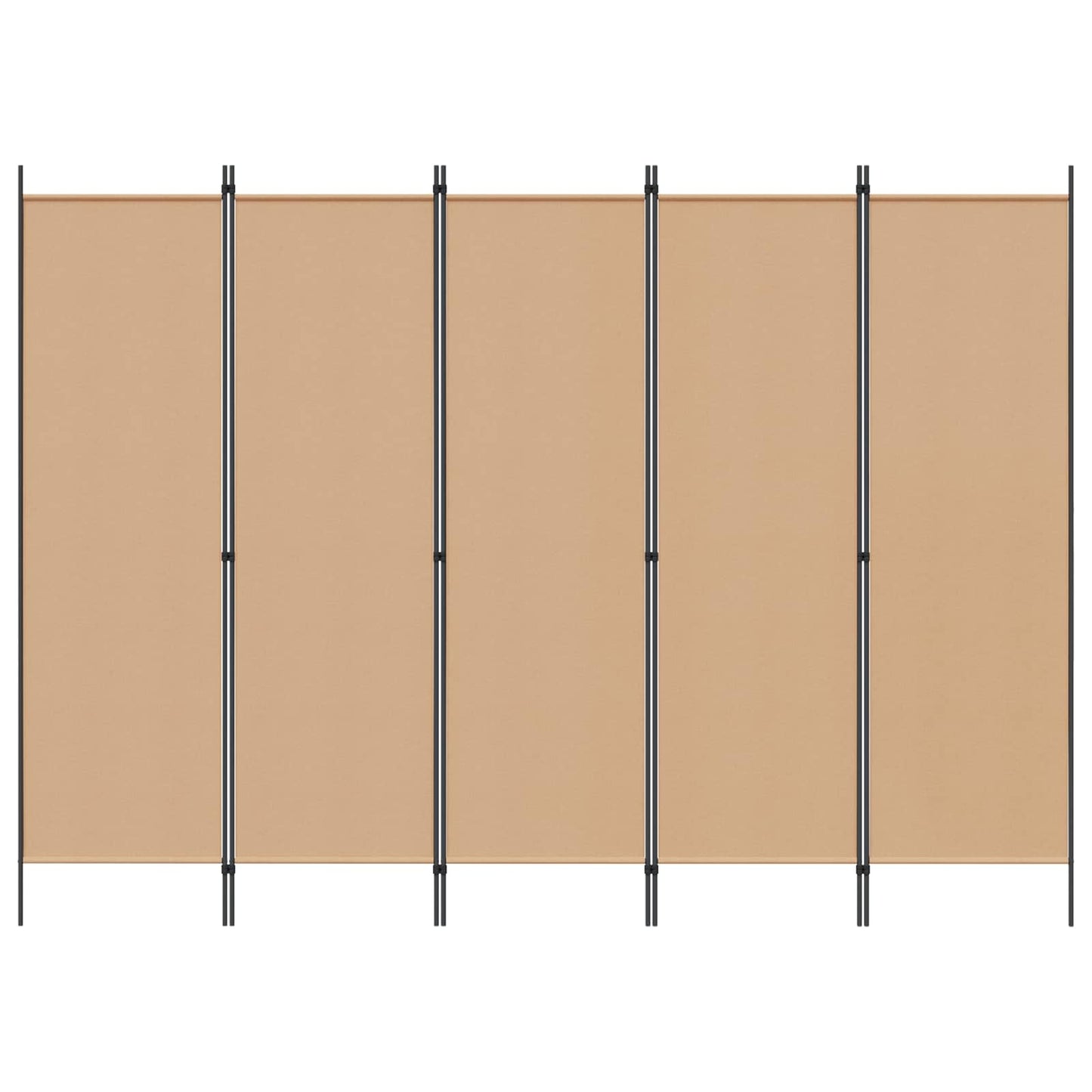 Paravento a 5 Pannelli Beige 250 x 180 cm Tessuto