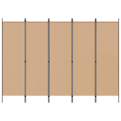 Paravento a 5 Pannelli Beige 250 x 180 cm Tessuto