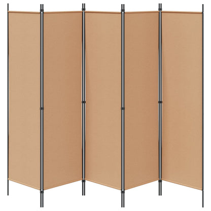 Paravento a 5 Pannelli Beige 250 x 180 cm Tessuto