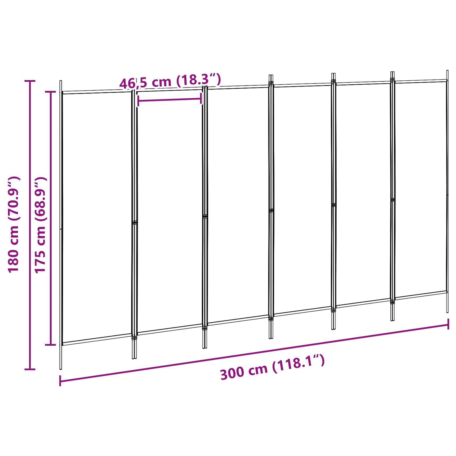 Divisore per Stanza a 6 Pannelli Beige 300 x 180 cm Tessuto | homemem39