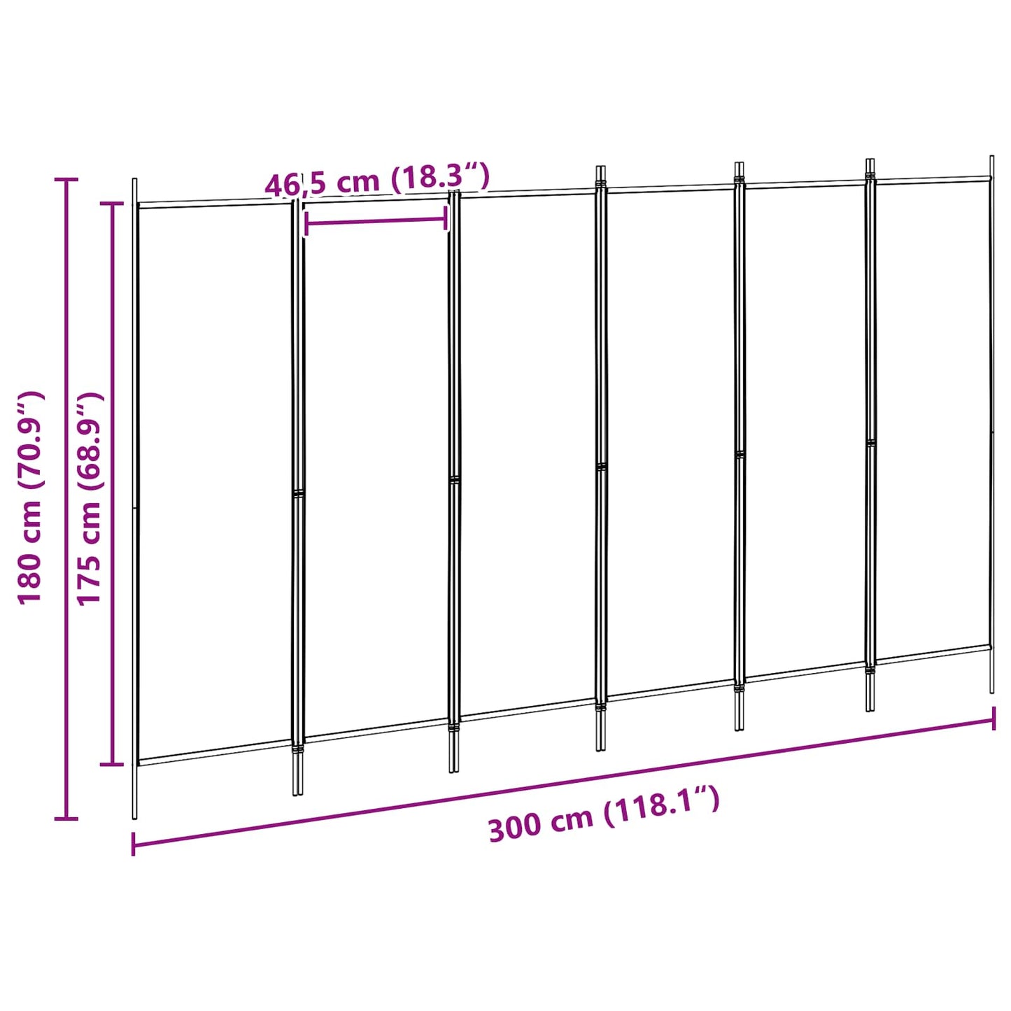 Divisore per Stanza a 6 Pannelli Beige 300 x 180 cm Tessuto