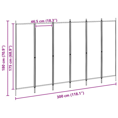 Divisore per Stanza a 6 Pannelli Beige 300 x 180 cm Tessuto