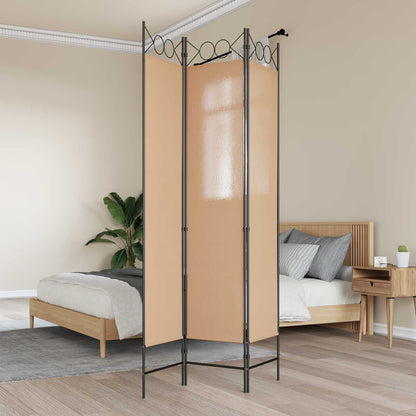 Paravento a 3 pannelli Beige 120 x 200 cm Tessuto