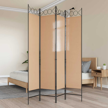Paravento a 4 Pannelli Beige 160 x 200 cm Tessuto