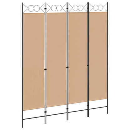 Paravento a 4 Pannelli Beige 160 x 200 cm Tessuto