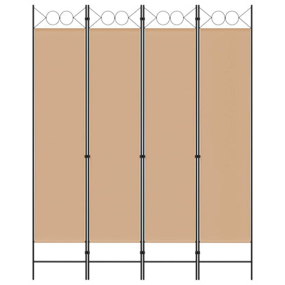 Paravento a 4 Pannelli Beige 160 x 200 cm Tessuto