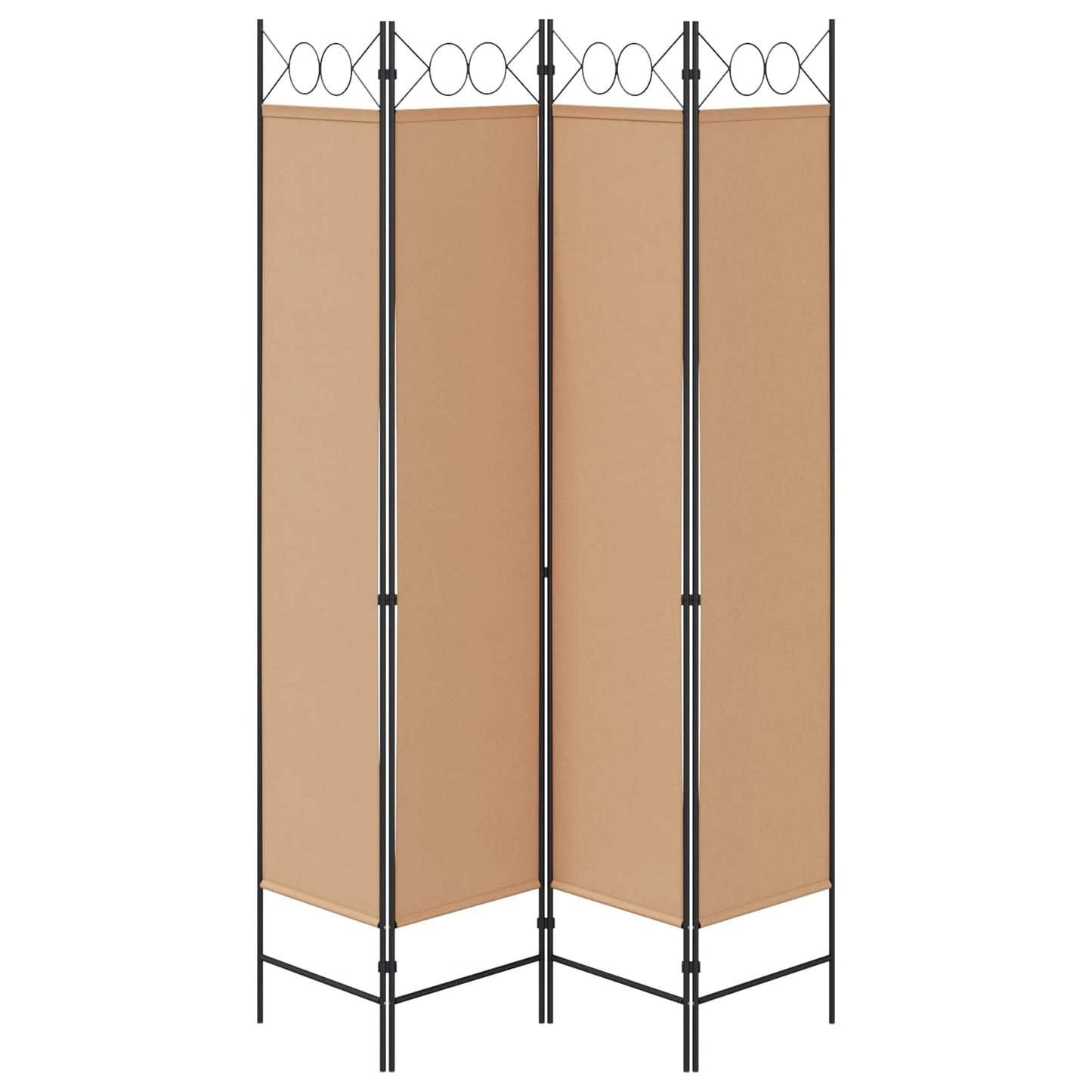 Paravento a 4 Pannelli Beige 160 x 200 cm Tessuto