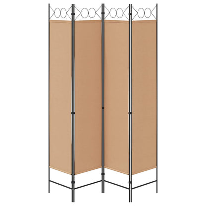 Paravento a 4 Pannelli Beige 160 x 200 cm Tessuto