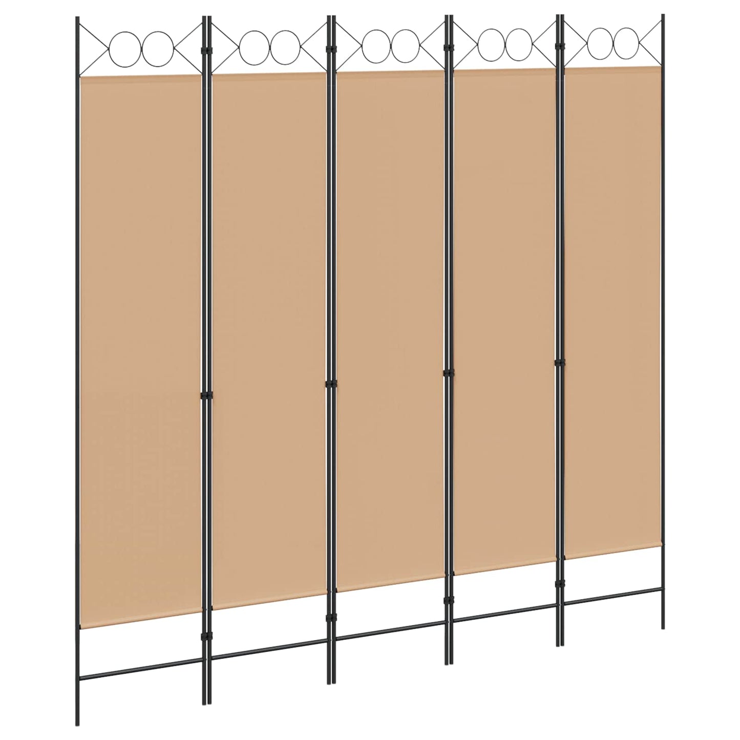 Paravento a 5 Pannelli Beige 200 x 200 cm Tessuto