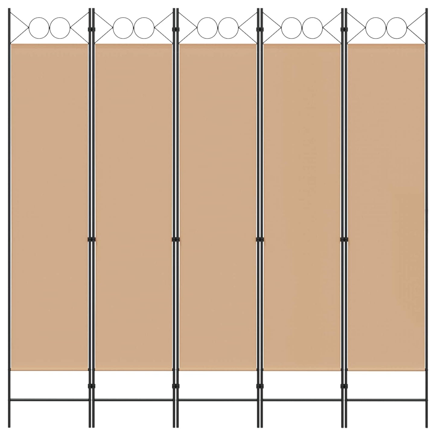 Paravento a 5 Pannelli Beige 200 x 200 cm Tessuto