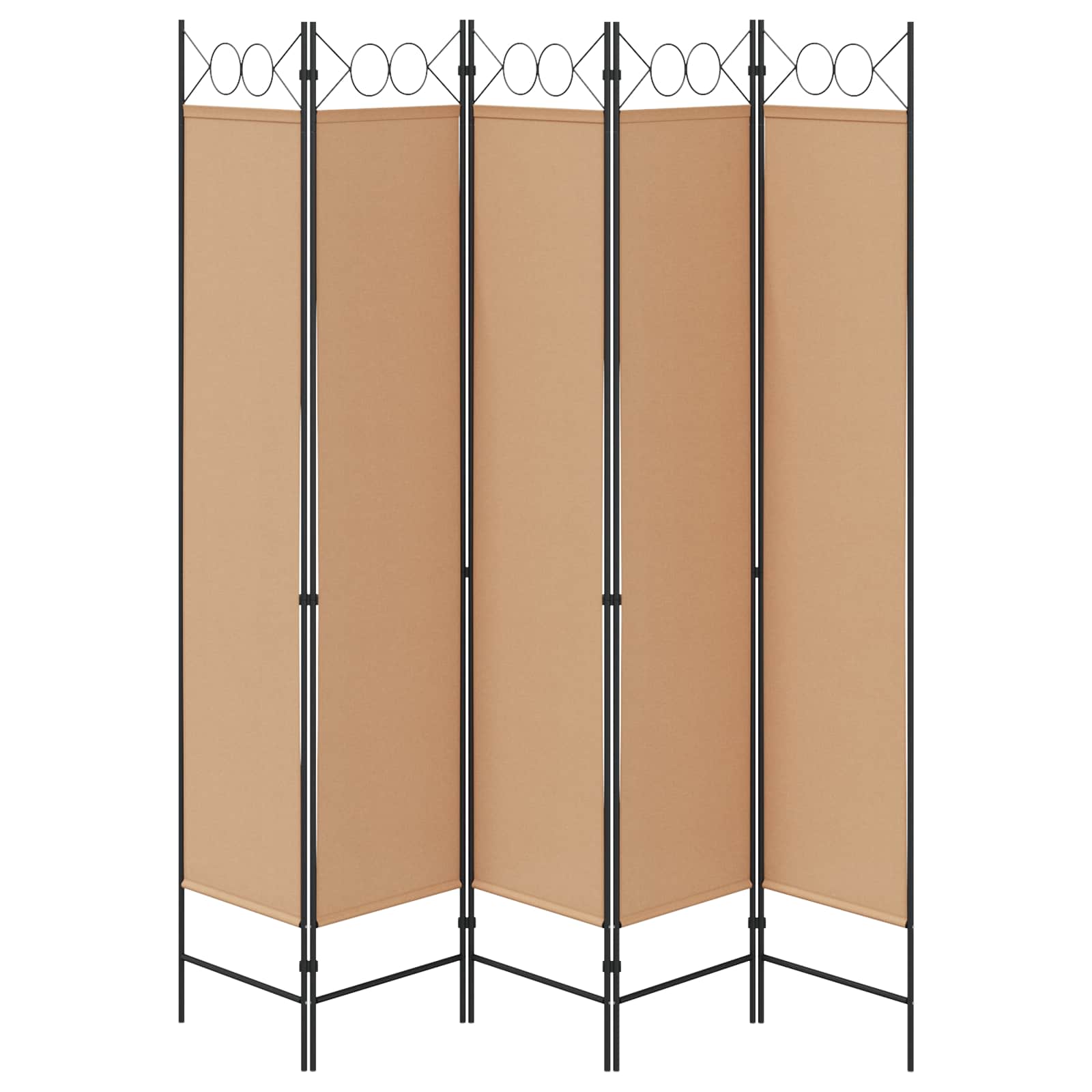 Paravento a 5 Pannelli Beige 200 x 200 cm Tessuto | homemem39