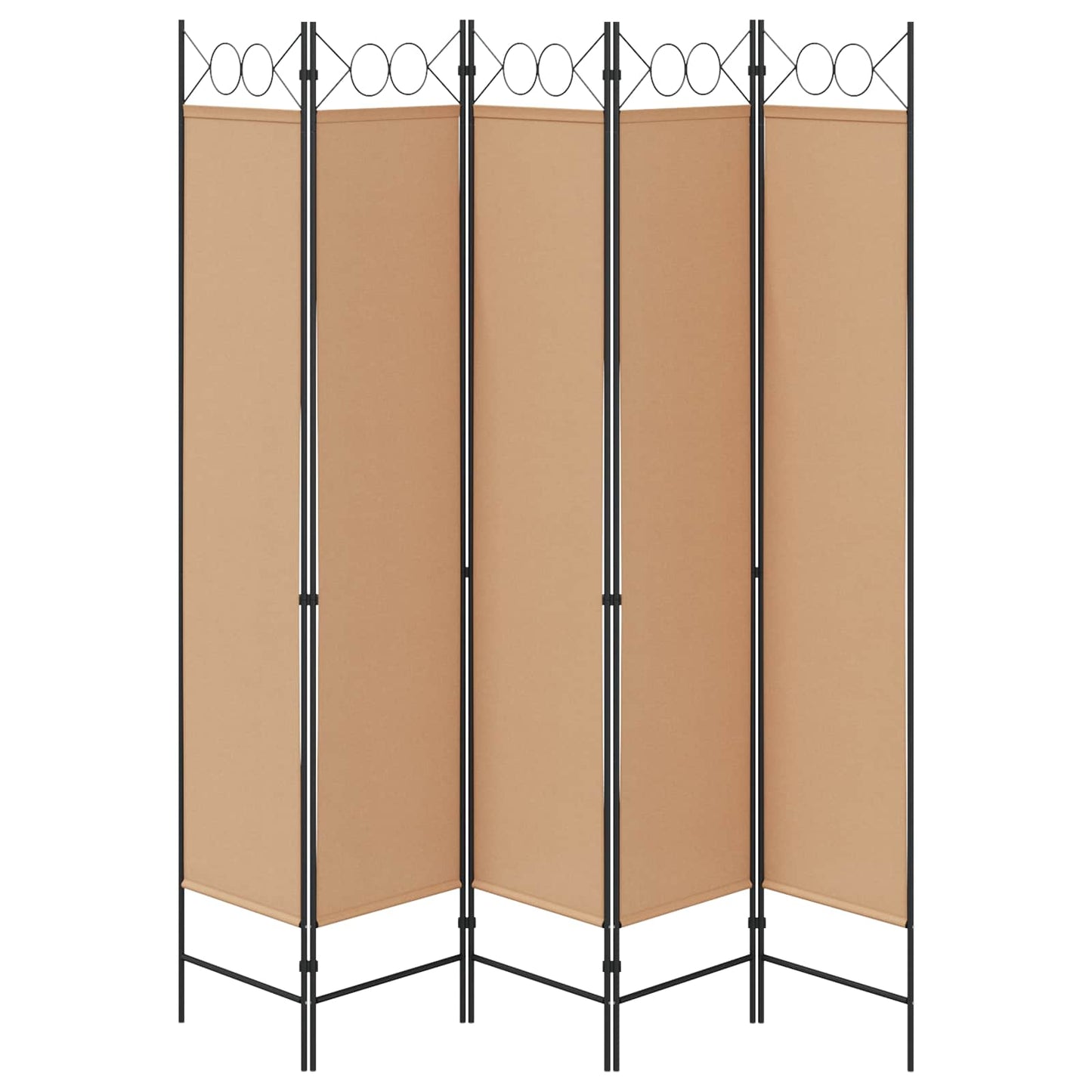 Paravento a 5 Pannelli Beige 200 x 200 cm Tessuto