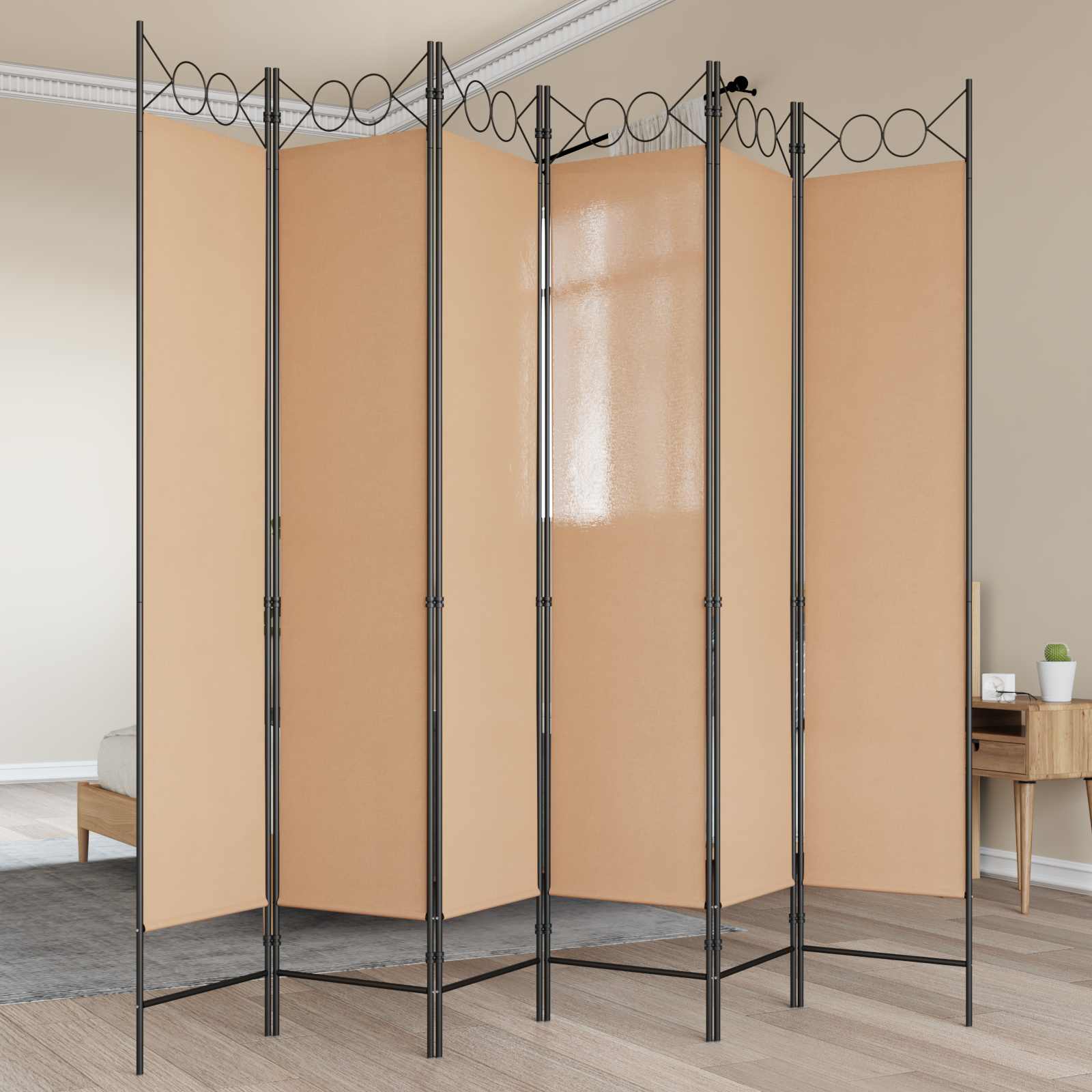 Divisore per Stanza a 6 Pannelli Beige 240 x 200 cm Tessuto | homemem39