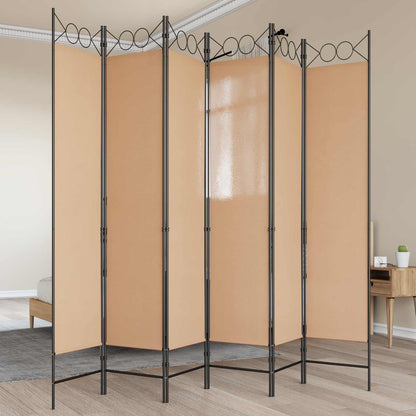 Divisore per Stanza a 6 Pannelli Beige 240 x 200 cm Tessuto