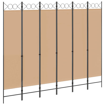 Divisore per Stanza a 6 Pannelli Beige 240 x 200 cm Tessuto