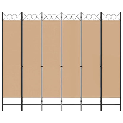 Divisore per Stanza a 6 Pannelli Beige 240 x 200 cm Tessuto