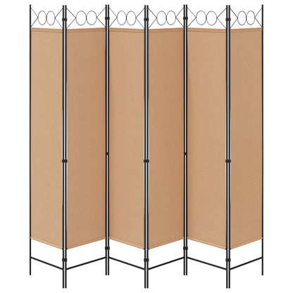 Divisore per Stanza a 6 Pannelli Beige 240 x 200 cm Tessuto