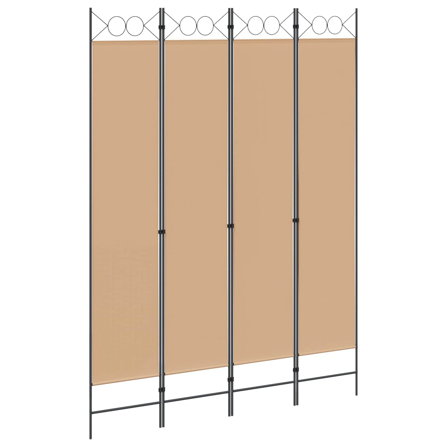 Paravento a 4 Pannelli Beige 160 x 220 cm Tessuto