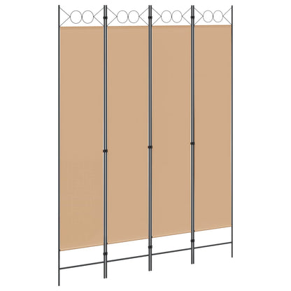 Paravento a 4 Pannelli Beige 160 x 220 cm Tessuto