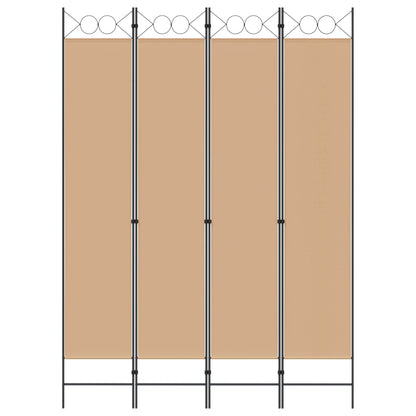 Paravento a 4 Pannelli Beige 160 x 220 cm Tessuto
