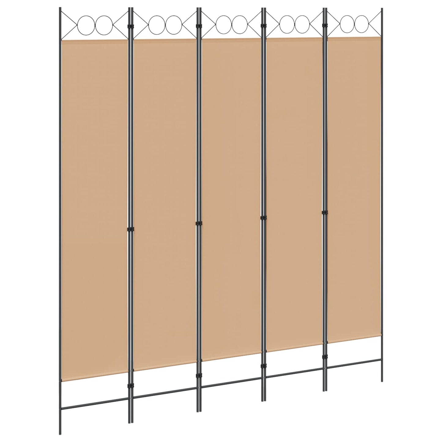 Paravento a 5 Pannelli Beige 200 x 220 cm Tessuto