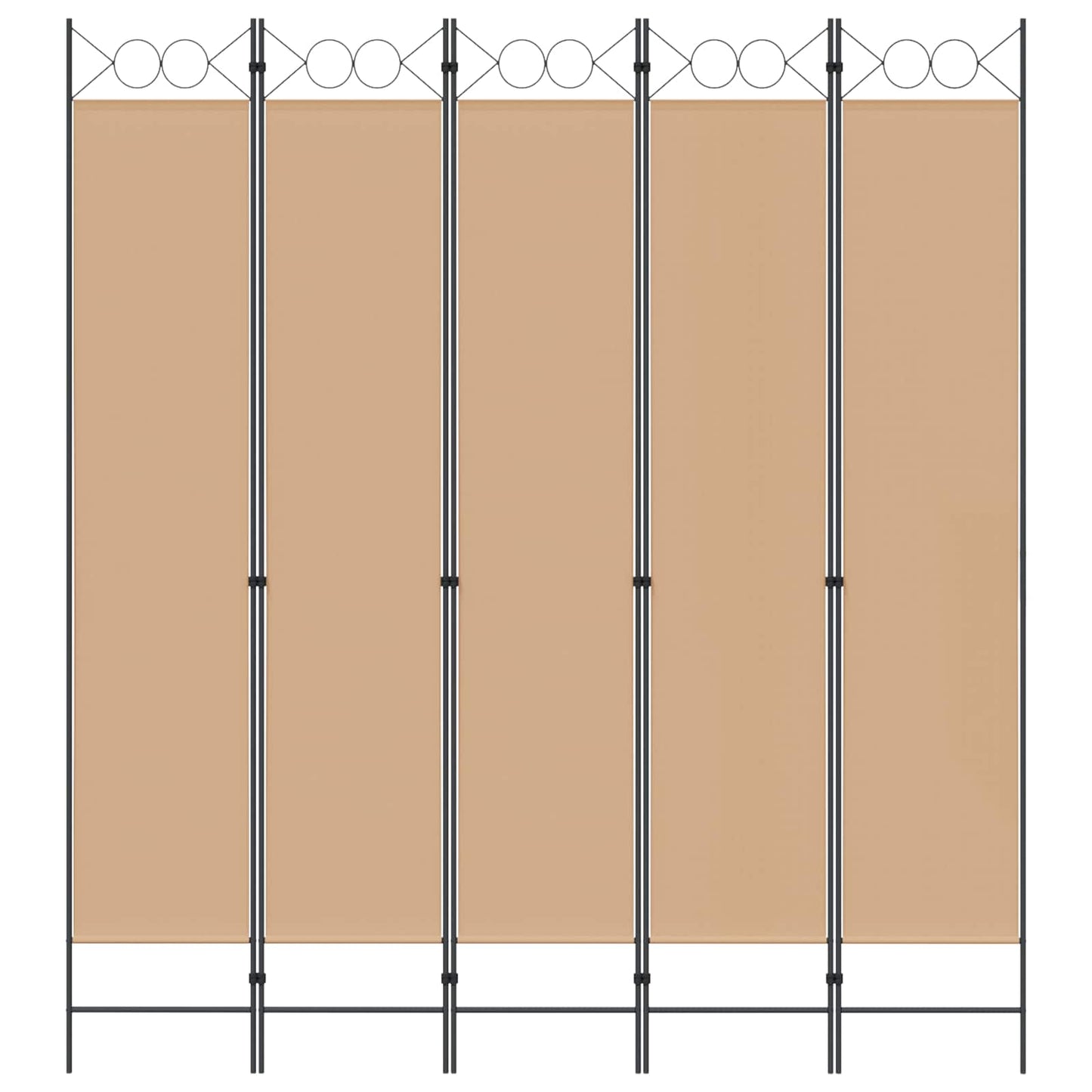 Paravento a 5 Pannelli Beige 200 x 220 cm Tessuto