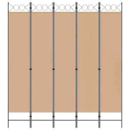 Paravento a 5 Pannelli Beige 200 x 220 cm Tessuto