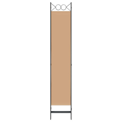 Paravento a 5 Pannelli Beige 200 x 220 cm Tessuto