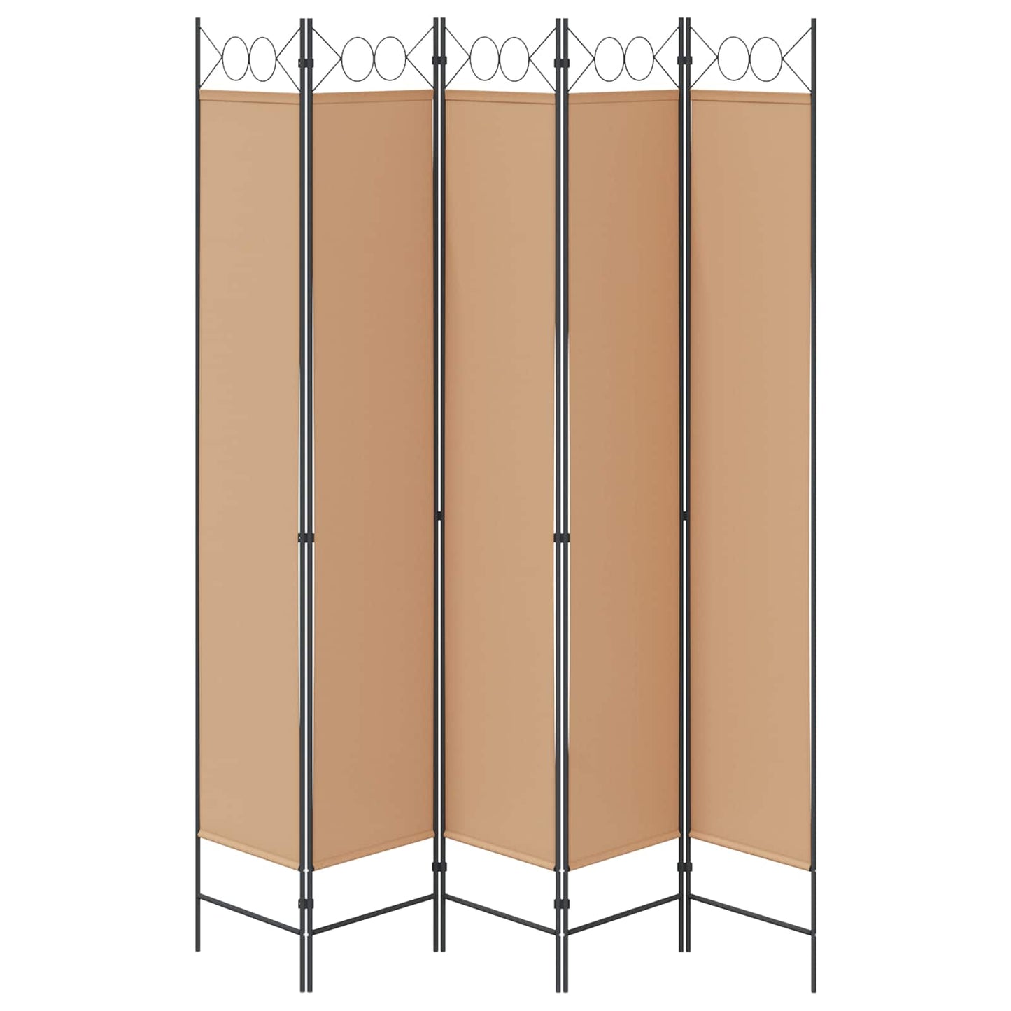 Paravento a 5 Pannelli Beige 200 x 220 cm Tessuto