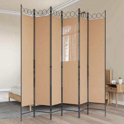 Divisore per Stanza a 6 Pannelli Beige 240 x 220 cm Tessuto