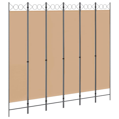 Divisore per Stanza a 6 Pannelli Beige 240 x 220 cm Tessuto