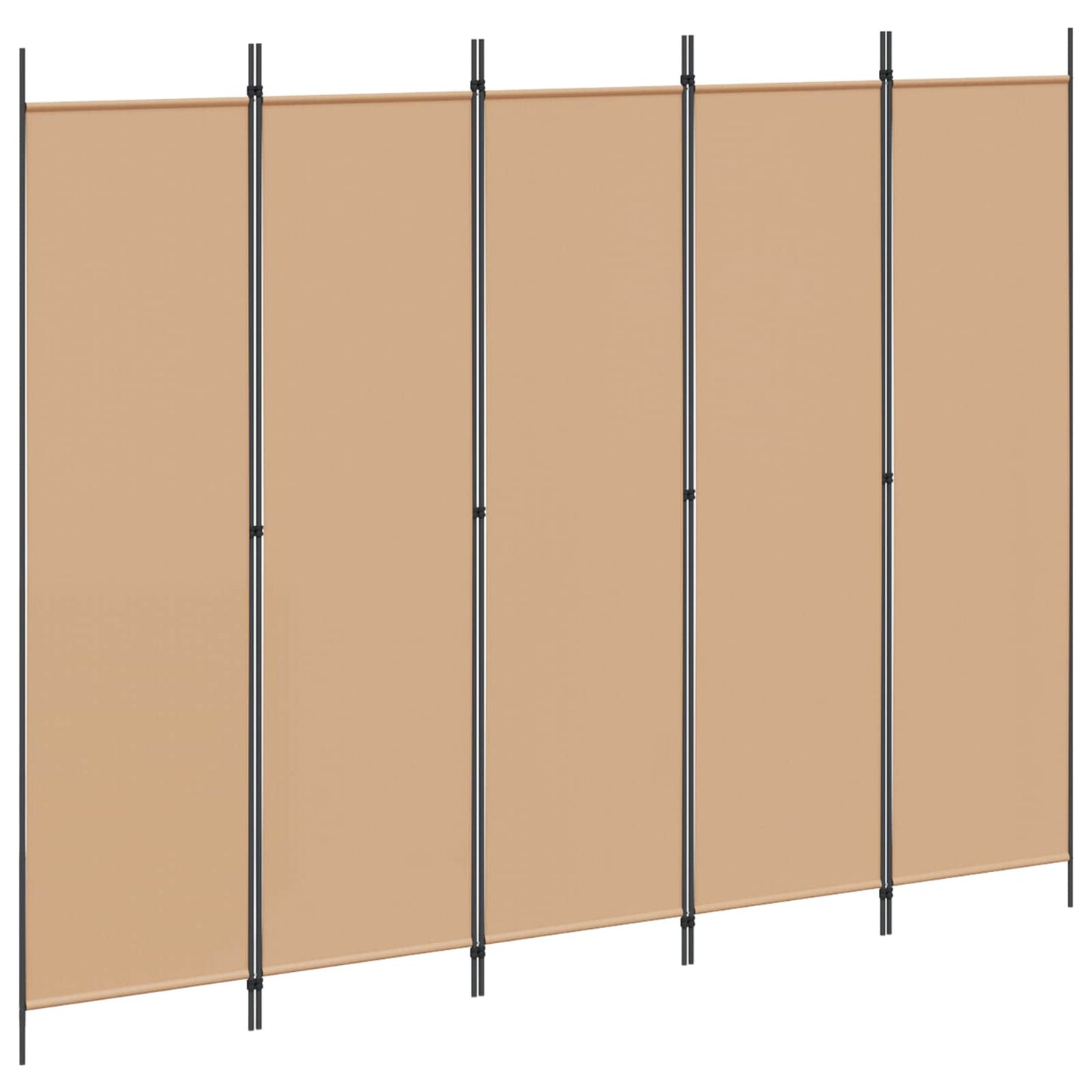 Paravento a 5 Pannelli Beige 250 x 200 cm Tessuto