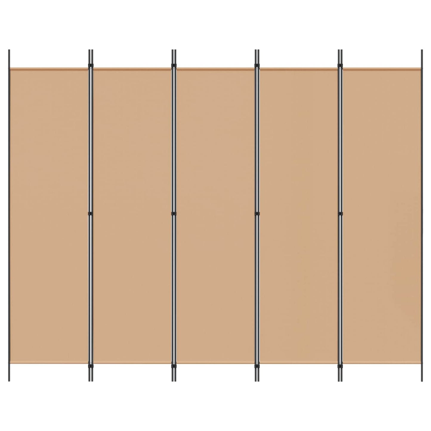 Paravento a 5 Pannelli Beige 250 x 200 cm Tessuto