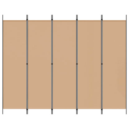Paravento a 5 Pannelli Beige 250 x 200 cm Tessuto