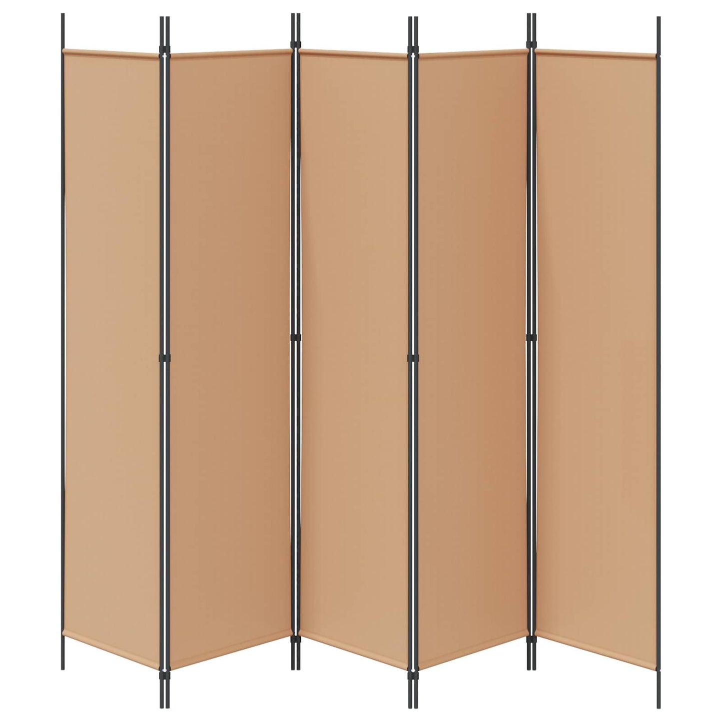 Paravento a 5 Pannelli Beige 250 x 200 cm Tessuto